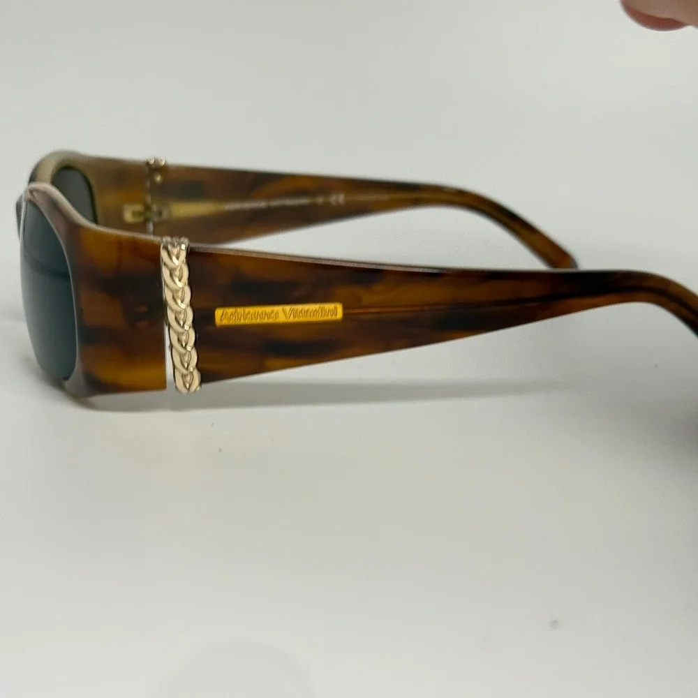 Adrienne Vittadini AV 5054S Tortoise Shell Rectangular Sunglasses Gold Chain 56m